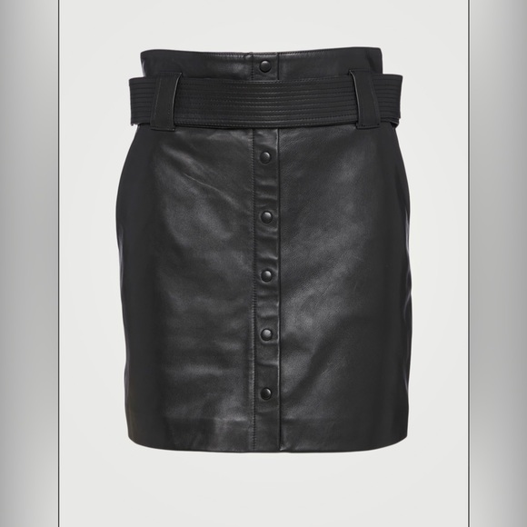 BA&SH - Size XS - 100% Leather - High-Waisted Mini Skirt - Picture 2 of 4